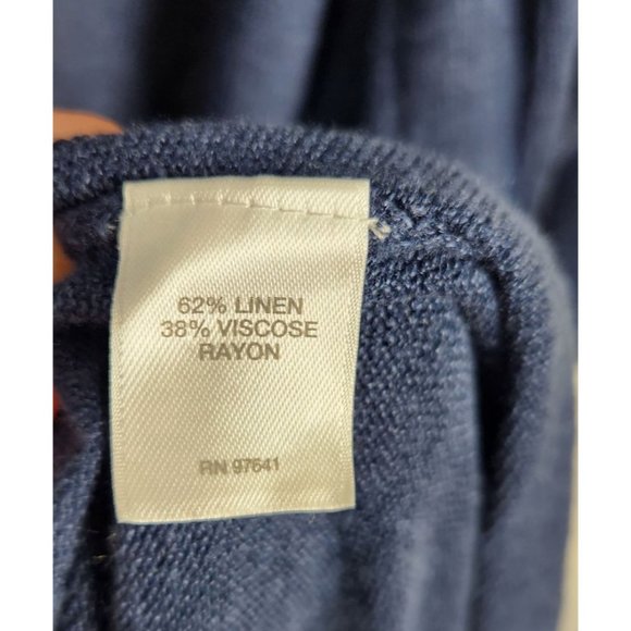 Pure Jill Women's Sz. M Navy Blue Linen Blend Long Line Open Front Cardigan NWT - Picture 3 of 6